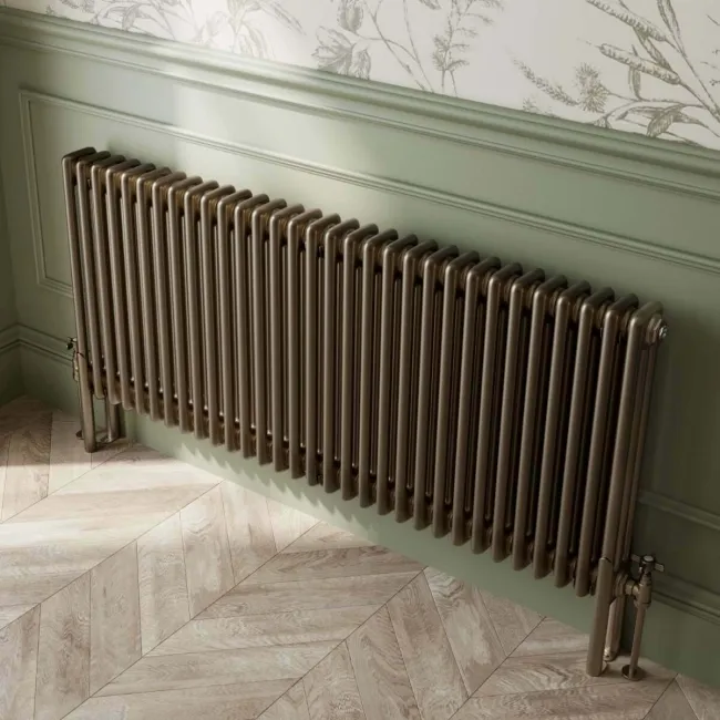 Athens Antique Gold Triple Column Horizontal Traditional Radiator 600x1415mm
