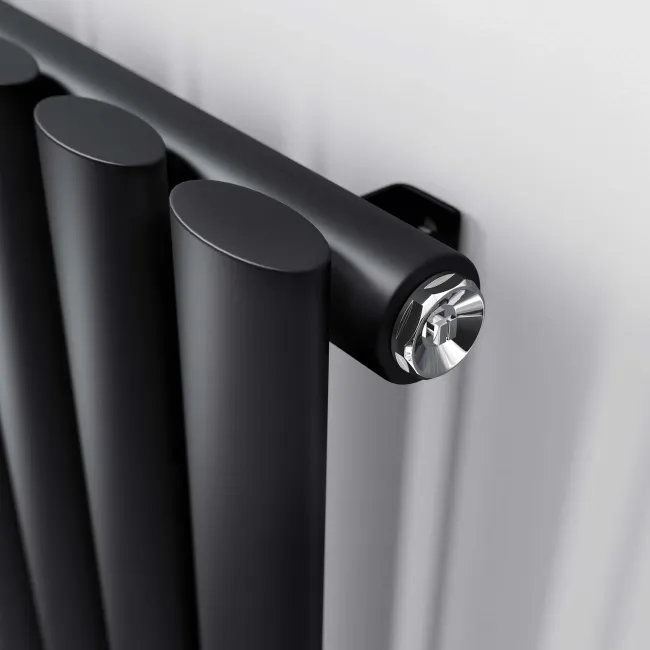 Marbella Matt Black Single Oval Panel Radiator 600x420mm