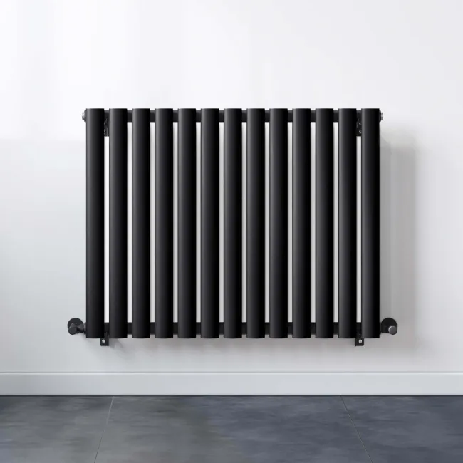 Marbella Matt Black Single Oval Panel Radiator 600x780mm