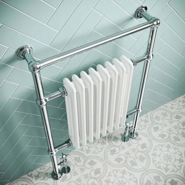 Gibraltar Slimline Large White Traditional Heated Towel Radiator (Flat Top Rail)