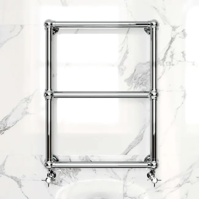Gibraltar Wall Hung Traditional Chrome Heated Towel Rail 690x600mm