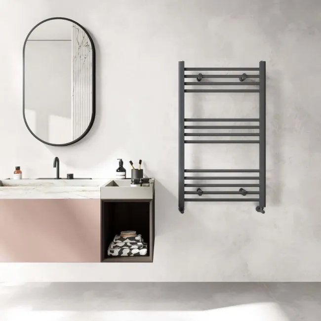Barcelona Anthracite Straight Heated Towel Rail 1000x600mm