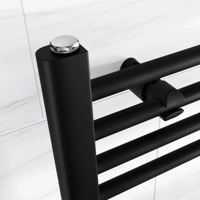 Barcelona Matt Black Straight Heated Towel Rail 1600x600mm