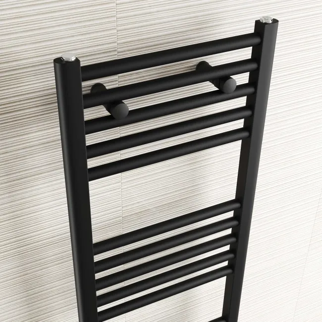 Naples Premium Matt Black Straight Heated Towel Rail 1600x450mm