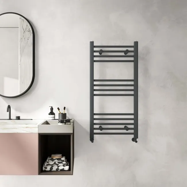 Barcelona Anthracite Straight Heated Towel Rail 1000x500mm