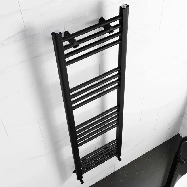 Barcelona Matt Black Straight Heated Towel Rail 1400x400mm