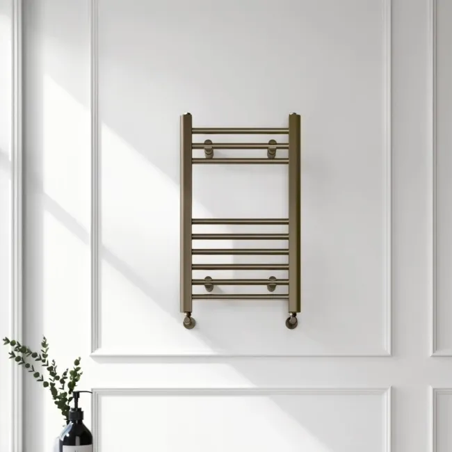 Barcelona Antique Gold Straight Heated Towel Rail 650x400mm
