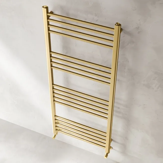 Barcelona Brushed Brass Straight Heated Towel Rail 1400x600mm
