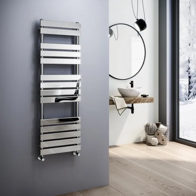Santorini Chrome Flat Panel Heated Towel Rail 1400x450mm
