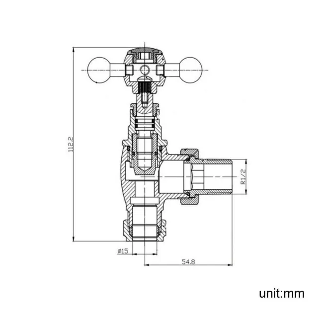 Chrome Angled Traditional Manual Radiator Valves Standard 15mm