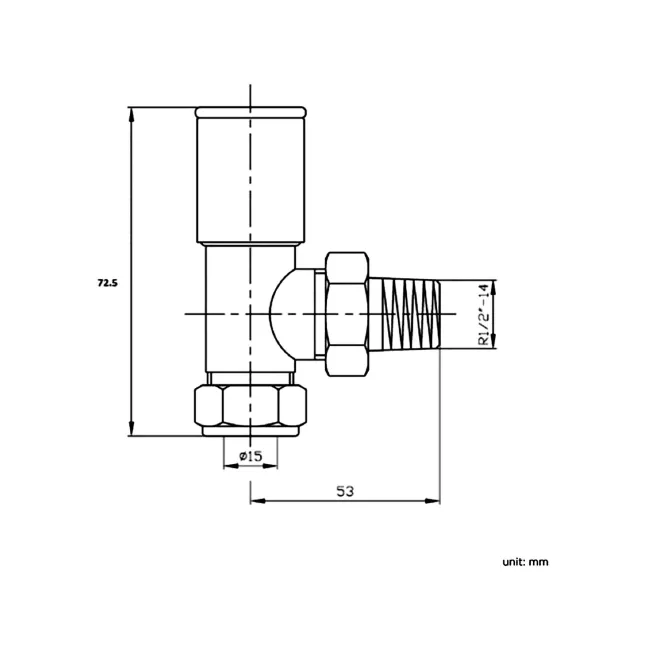Brushed Brass Angled Manual Radiator Valves (Pair) Standard 15mm
