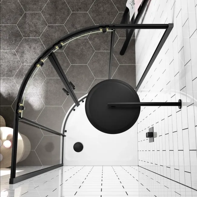 London Matt Black 6mm Quadrant Shower Enclosure 800x800mm