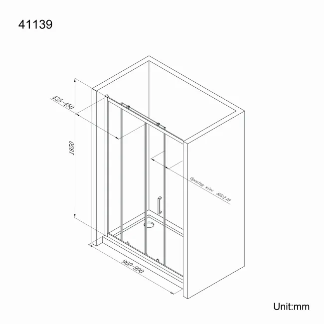 London Matt Black 6mm Sliding Shower Door 1000mm