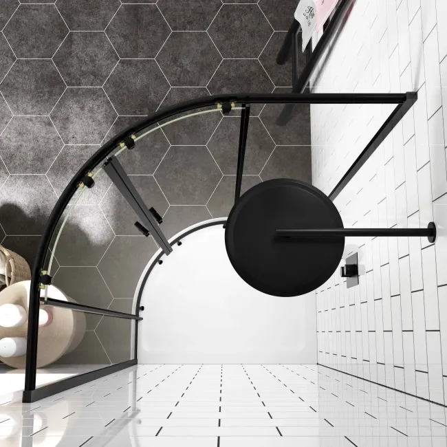 London Matt Black 6mm Offset Quadrant Shower Enclosure 1000x800mm