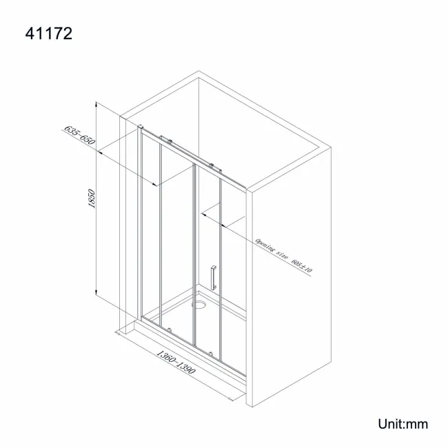London Matt Black 6mm Sliding Shower Door 1400mm