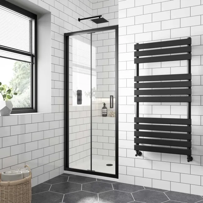 London Matt Black 6mm Bifold Shower Door 800mm