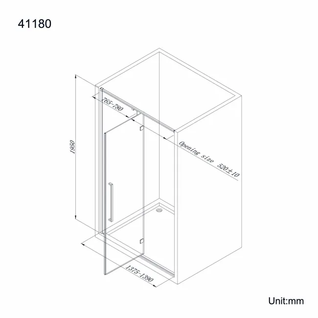Helsinki Matt Black Premium Easy Clean 8mm Hinged Shower Door 1400mm