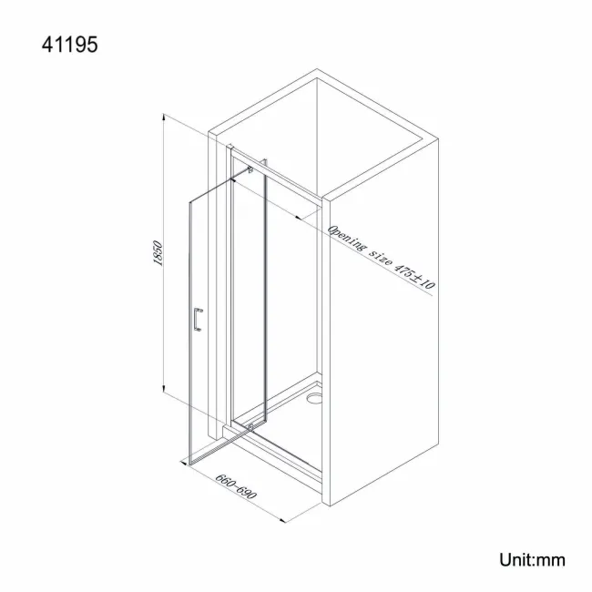 London 6mm Pivot Shower Door 700mm