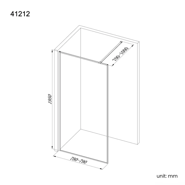 Munich Fluted Effect Brushed Brass Easy Clean 8mm Wet Room Shower Glass Panel 800mm