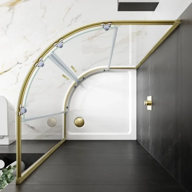 London Brushed Brass 6mm Quadrant Shower Enclosure 900x900mm