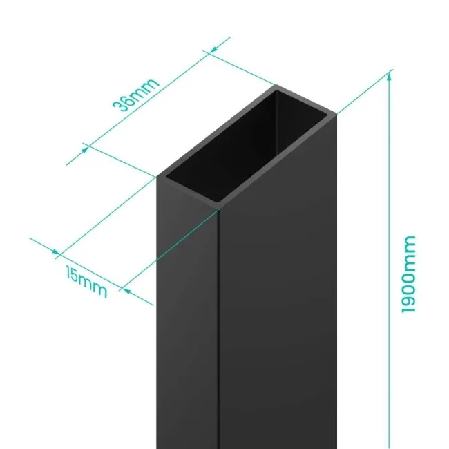 Hamburg 15mm Matt Black Extension Profile 1900mm Height