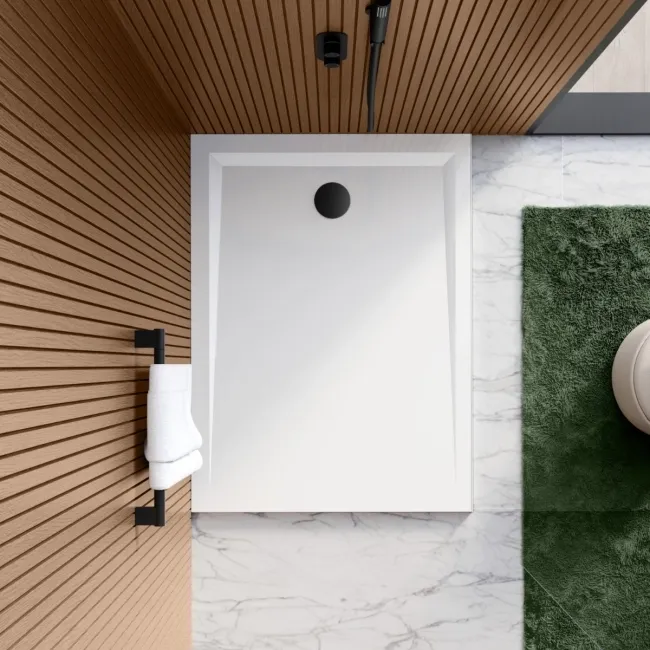 Sydney Low Profile Rectangular Gloss White Stone Shower Tray 1200x700mm