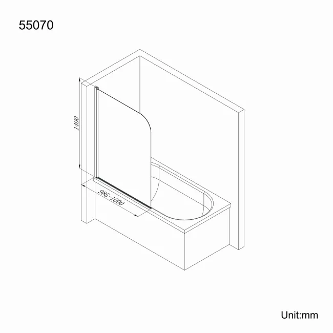 Venice 4mm Bath Screen - 1000mm
