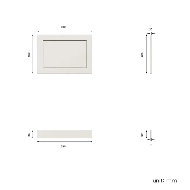 Traditional Cotton White Wooden Bath End Panel 680mm