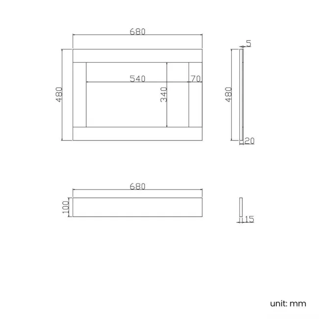 Traditional Slate Grey Wooden Bath End Panel 680mm