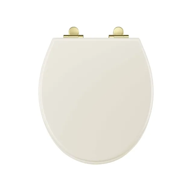 Hudson Traditional Chalk White Wooden Soft Close Seat with Brushed Brass Hinges