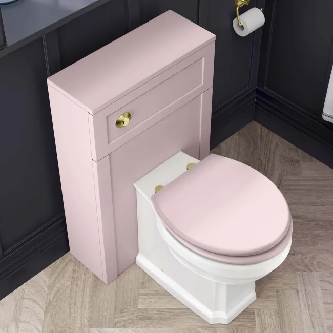 Hudson Traditional Cashmere Pink Wooden Soft Close Seat with Brushed Brass Hinges