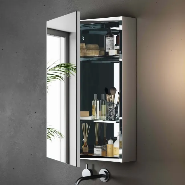 Elena Cloakroom Stainless Steel Mirror Cabinet 600x400mm