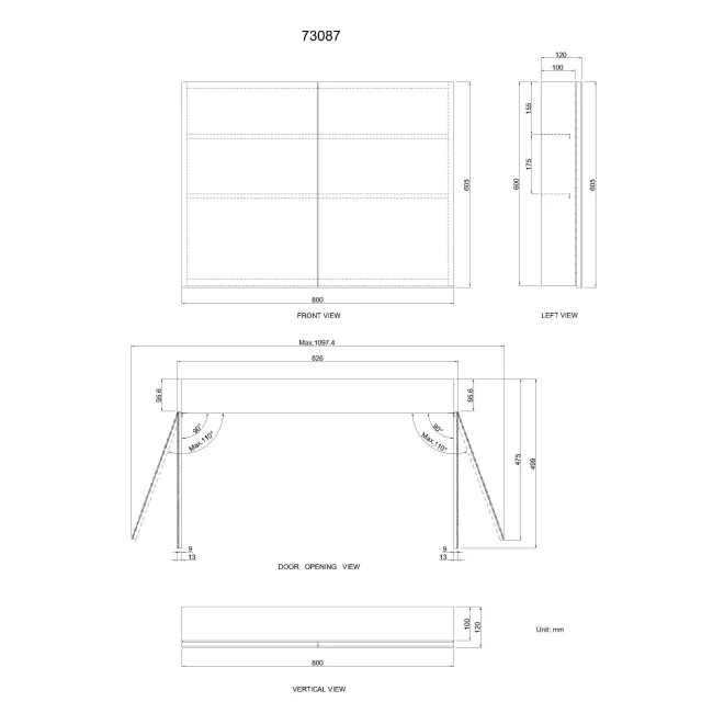 Elena Stainless Steel Mirror Cabinet 600x800mm