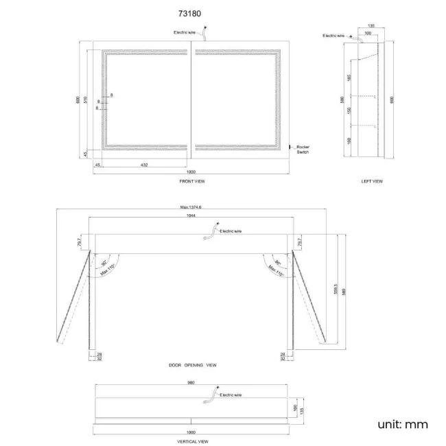 Allyson Illuminated LED Mirror Cabinet 600x1000mm