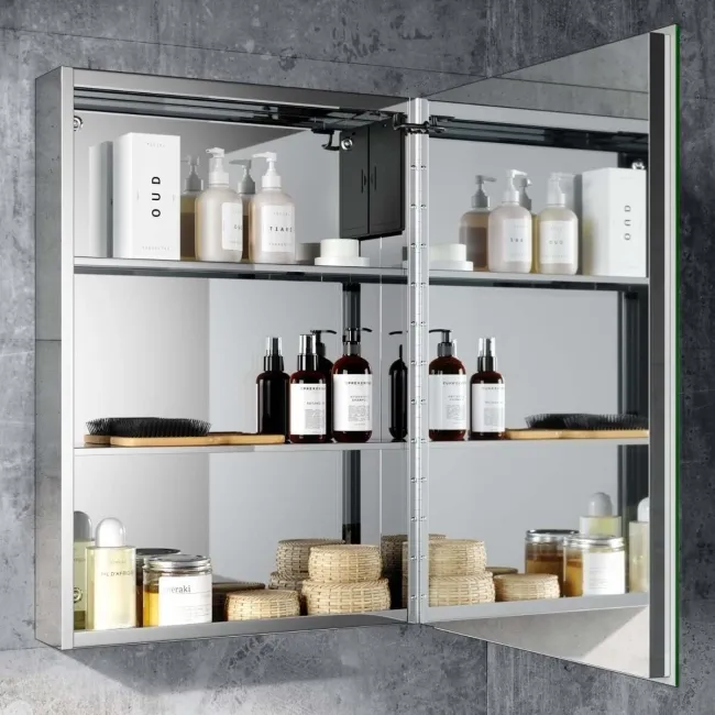 Emielia Battery Operated Illuminated LED Mirror Cabinet 700x500mm