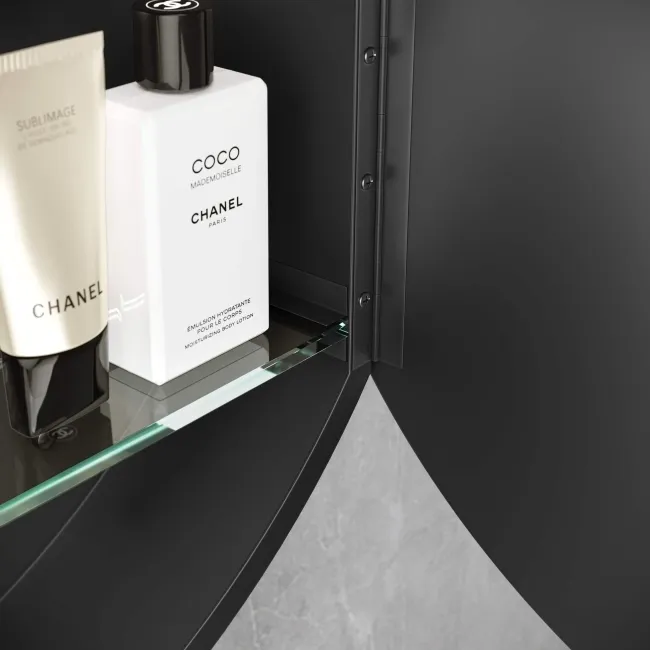 Mollie Black Framed Round Mirror Cabinet 600mm