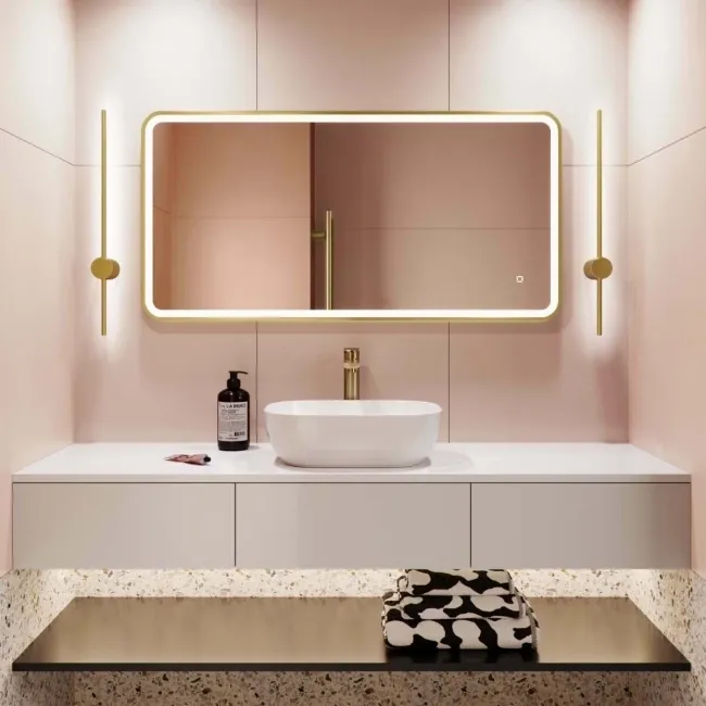 Olivia Brushed Brass Illuminated LED Mirror 600x1200mm