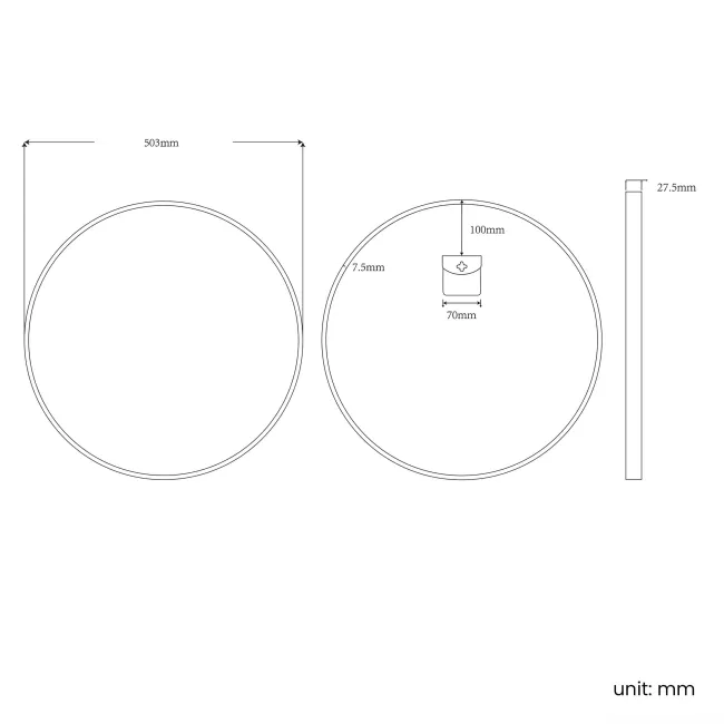 Essence Brushed Brass Round Bathroom Mirror 500mm