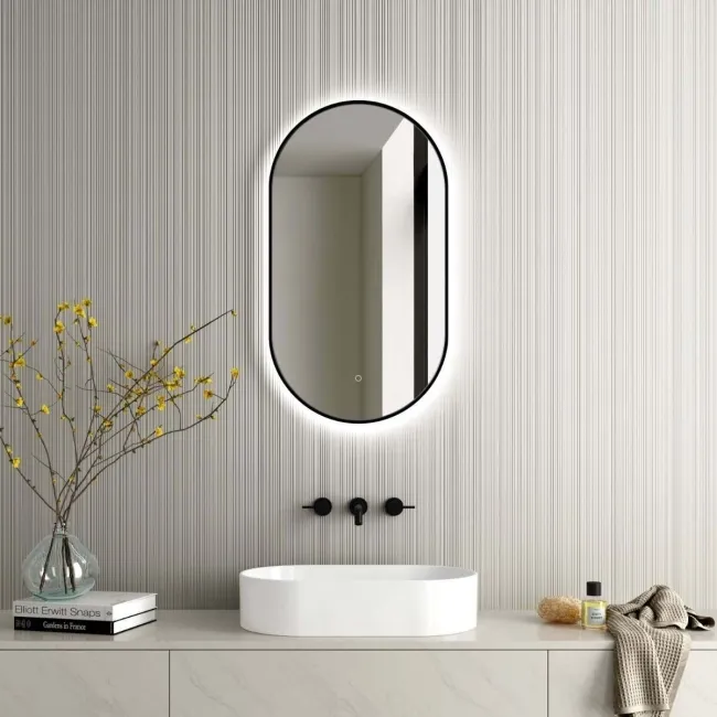 Darci Black Framed Backlit llluminated LED Mirror 900x500mm