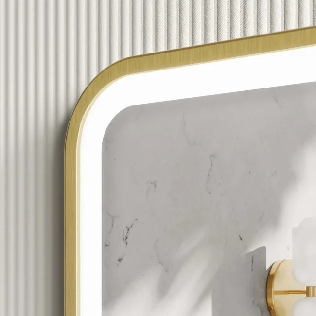 Olivia Battery Operated Brushed Brass Illuminated LED Mirror 700x500mm