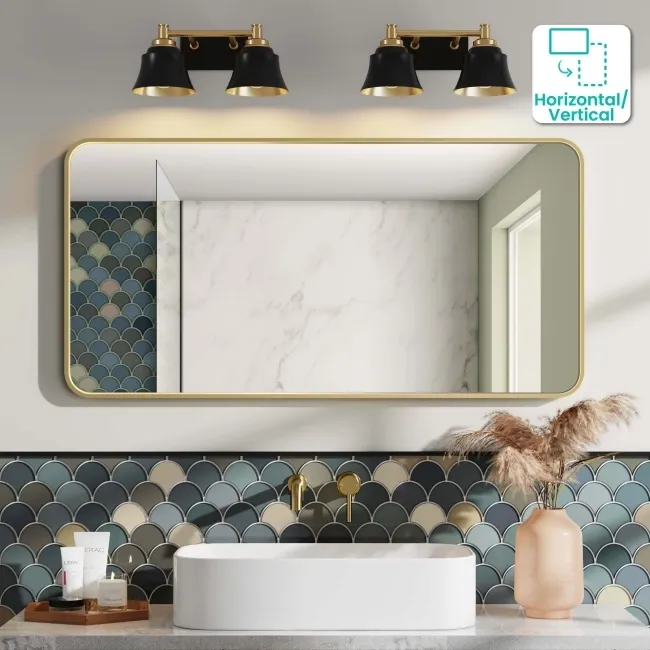 Olivia Brushed Brass Rectangular Bathroom Mirror 600x1200mm