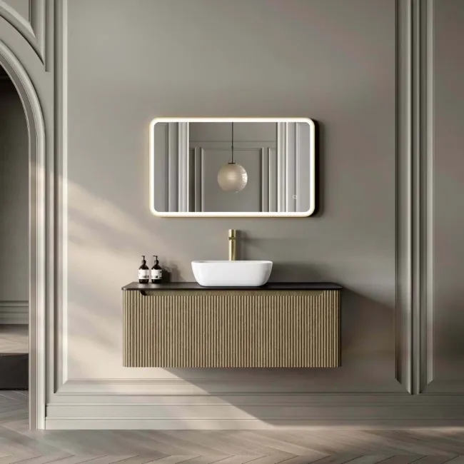 Olivia Brushed Brass Illuminated LED Mirror 600x1000mm