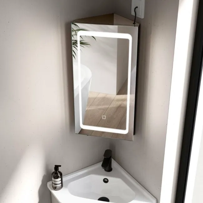 Madelyn Illuminated LED Corner Mirror Cabinet 600mm Tall