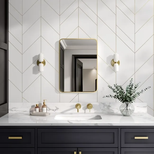 Essence Brushed Brass Rectangular Bathroom Mirror 700x500mm