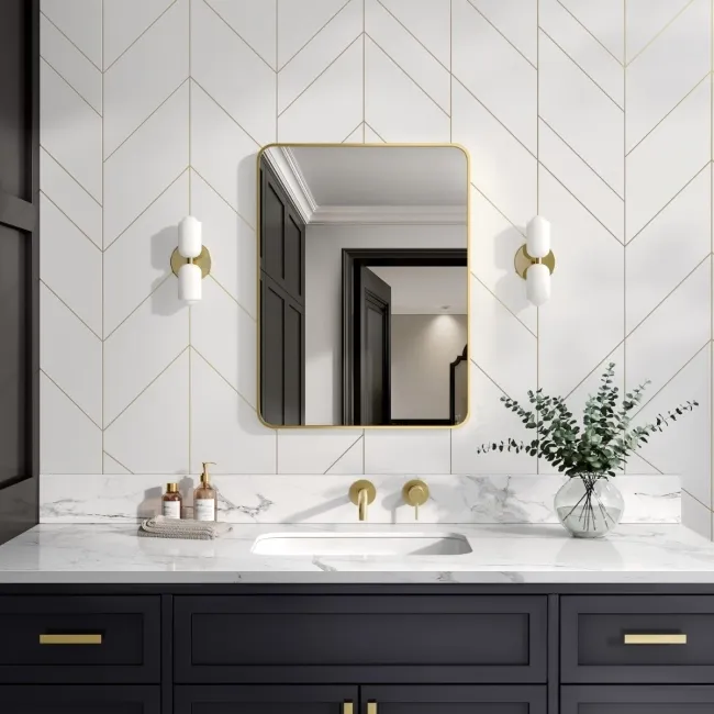 Essence Brushed Brass Rectangular Bathroom Mirror 800x600mm