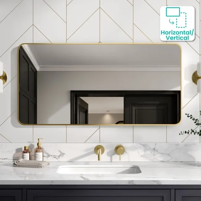 Essence Brushed Brass Rectangular Bathroom Mirror 600x1200mm