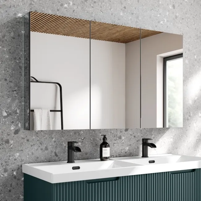 Esme Matt Black Recessed Mirror Cabinet 700x1200mm