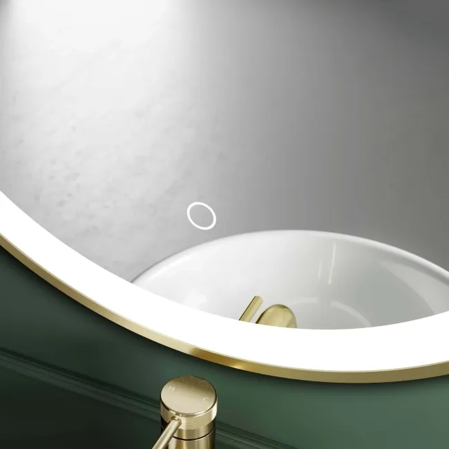 Delilah Brushed Brass Round Illuminated LED Mirror 600mm