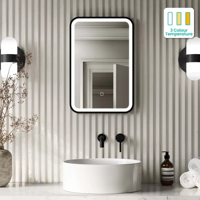 Mila Black Framed Illuminated LED Mirror 600x400mm