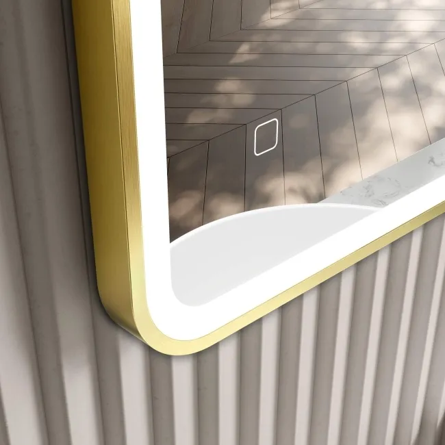 Mila Brushed Brass Illuminated LED Mirror 700x500mm